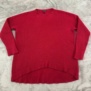 Eileen Fisher Cashmere Wool Oversized Sweater Red SMALL *flaw